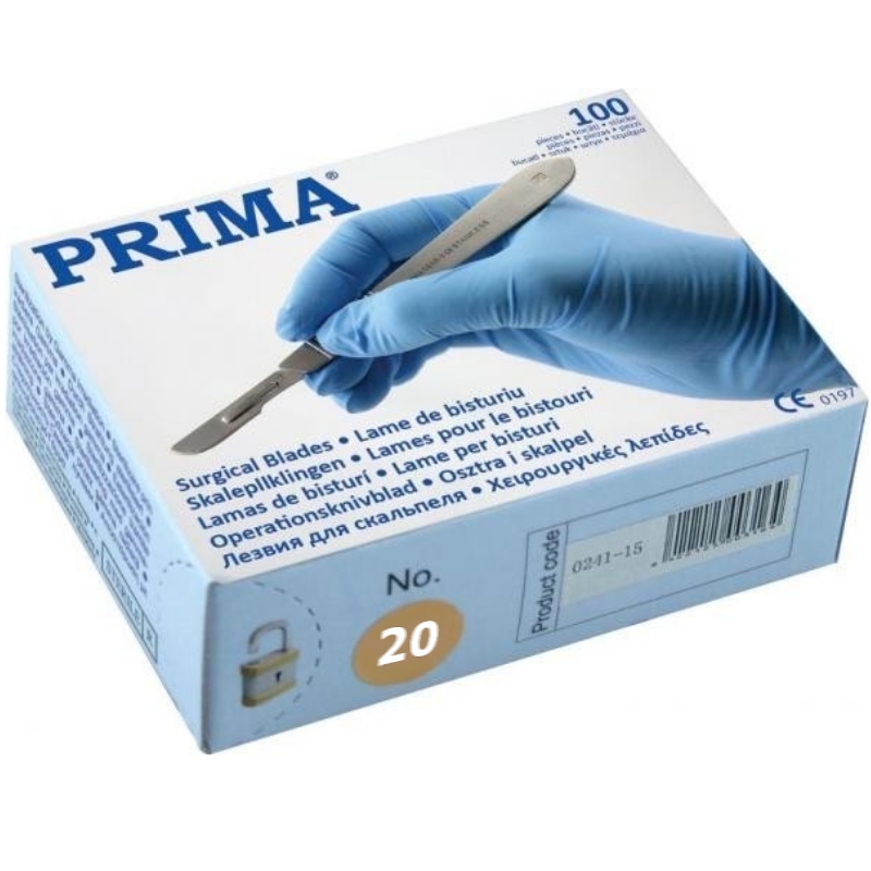 Lame bisturiu otel-carbon nr. 20 - 100 bucati